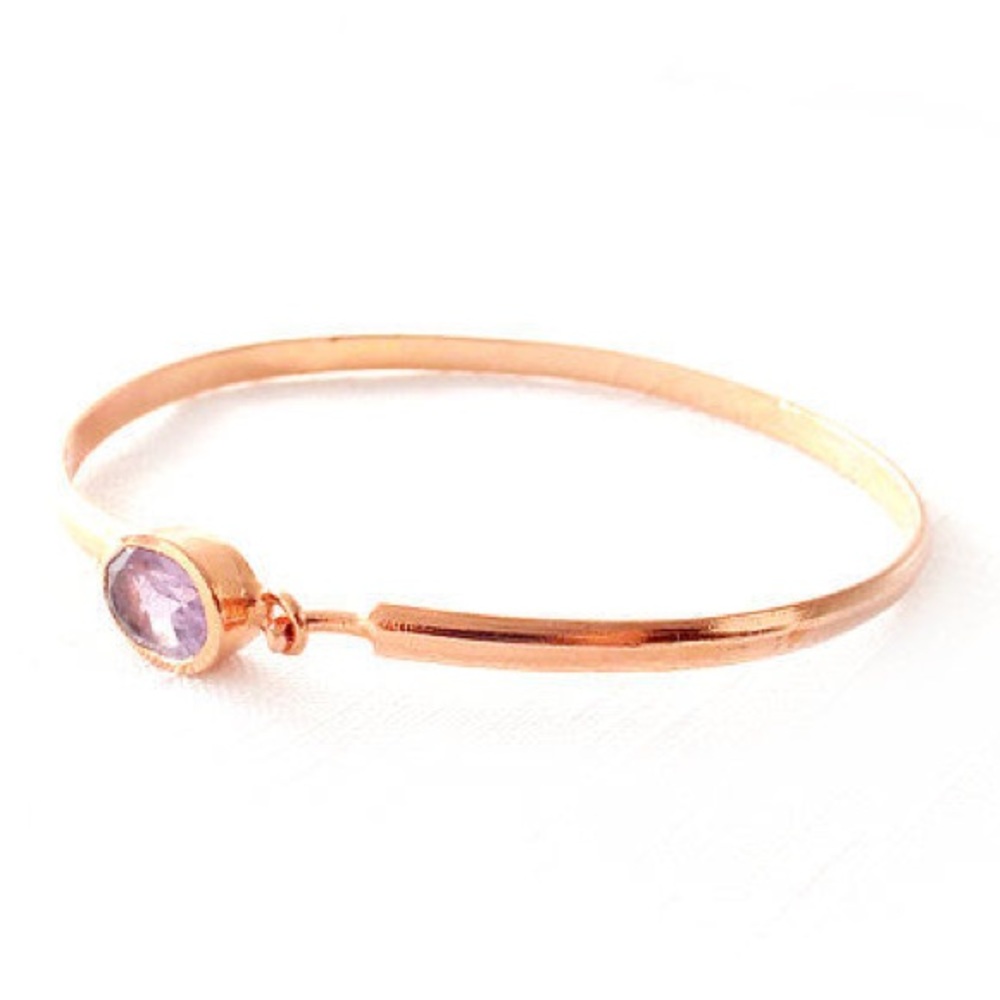 Amethyst Copper Gemstone Bangle Bracelet